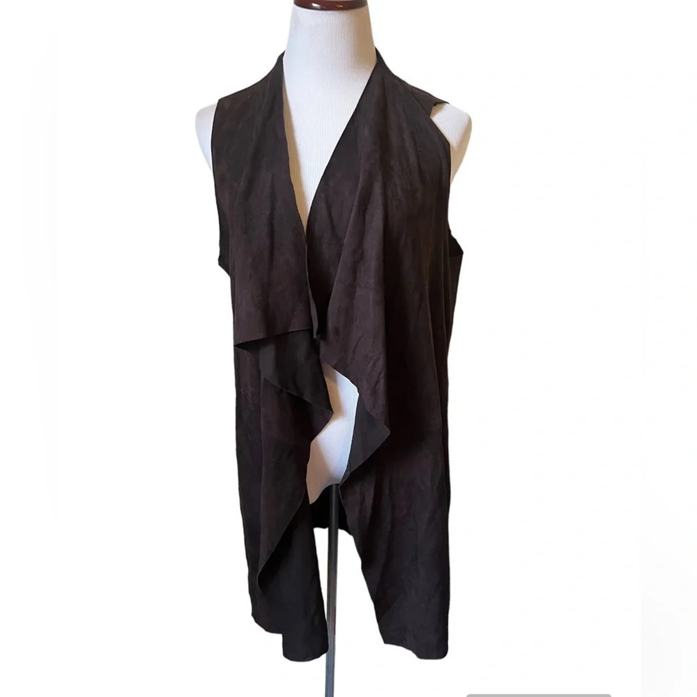 Eileen Fisher Chocolate Goat Leather Suede Vest, size medium